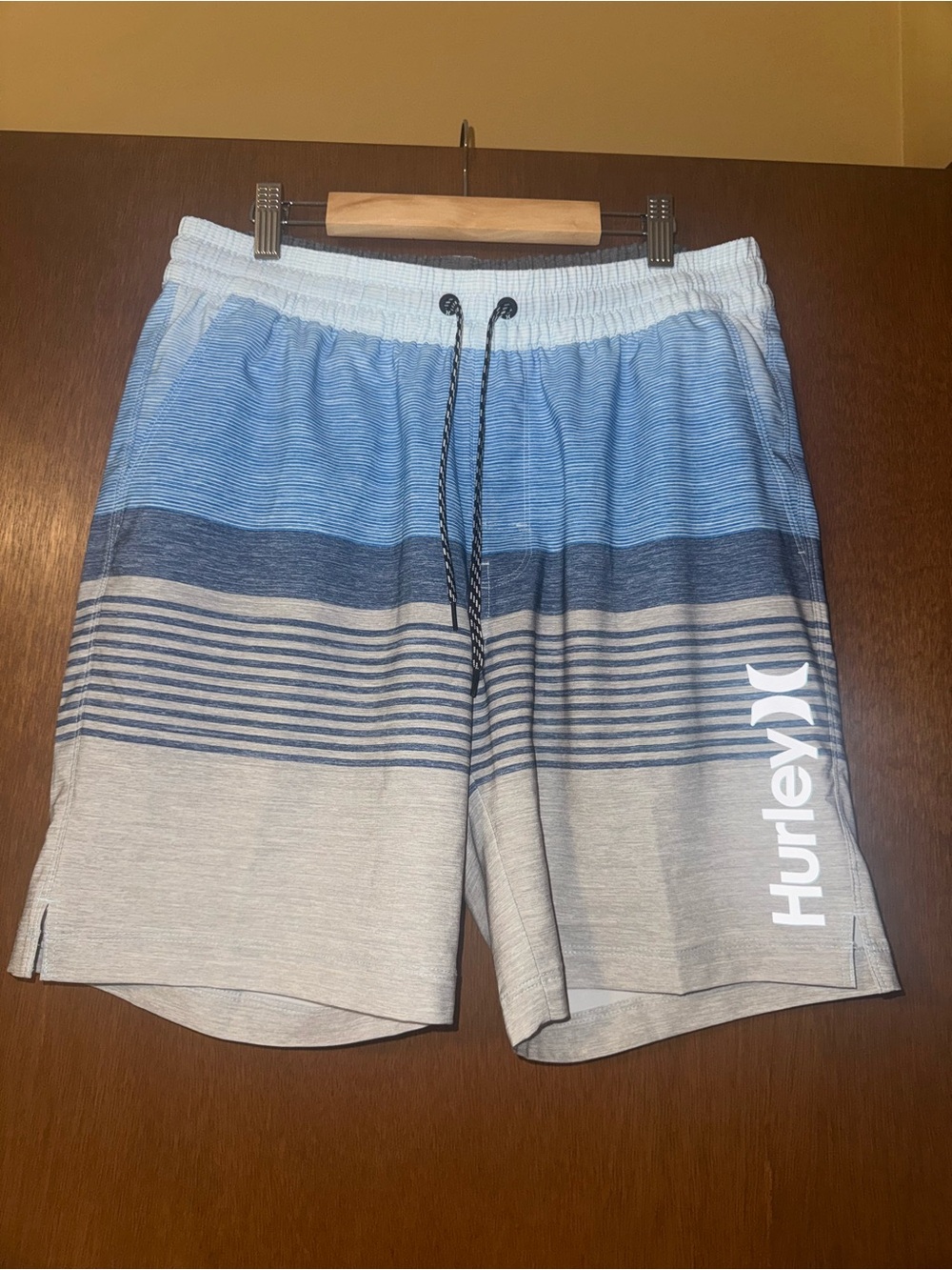 Hurley Light Blue and Gray Striped Boardshorts